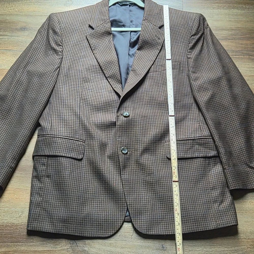 Jos. A. Bank Signature Collection Brown Houndstooth Silk Wool Blazer 42S Mens